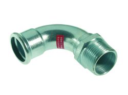 Courbe de transition à sertir 90°, acier, 12mm x 3/8" M, chauffage, VSH XPress Staalverzinkt C1430